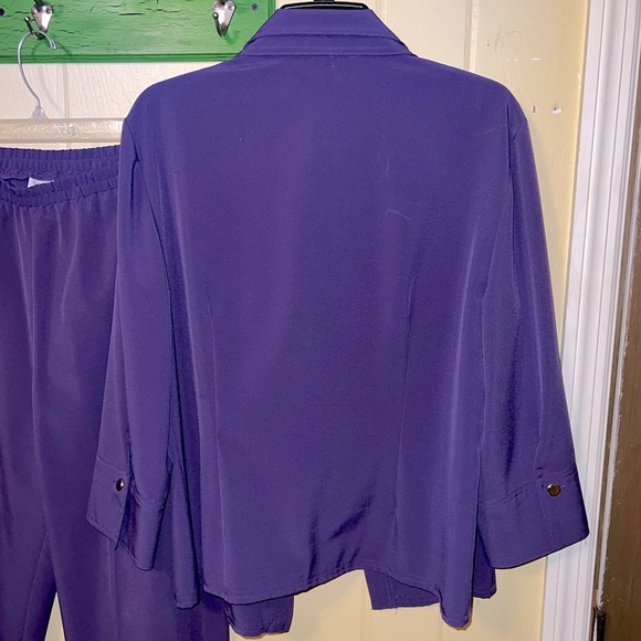 Sag Harbor Two Piece Vintage Set Purple Button Down Blouse and Pants Size 14 - Picture 3 of 12